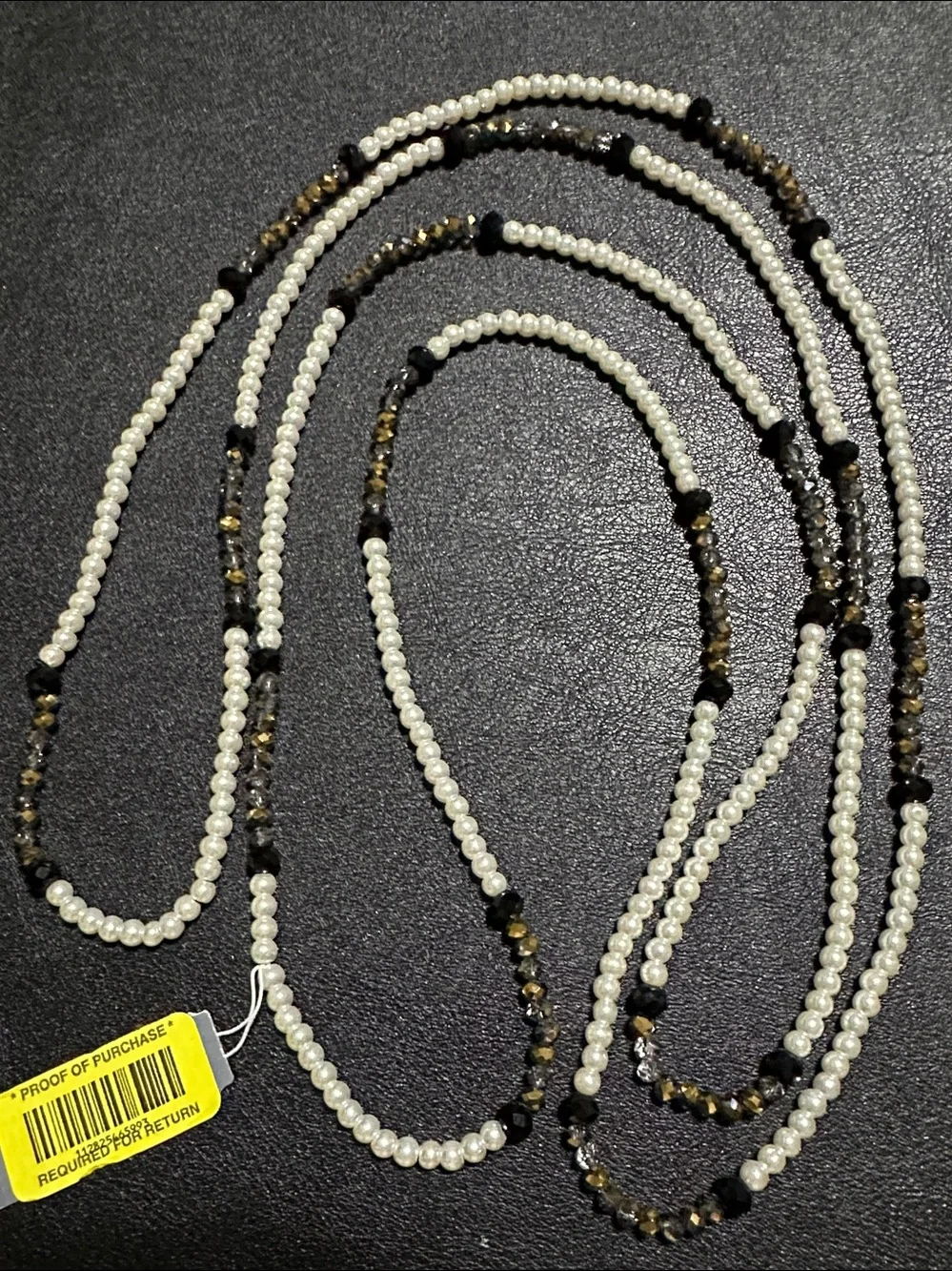 Dillards Faux Pearl & Crystal Continuous Strand Necklace